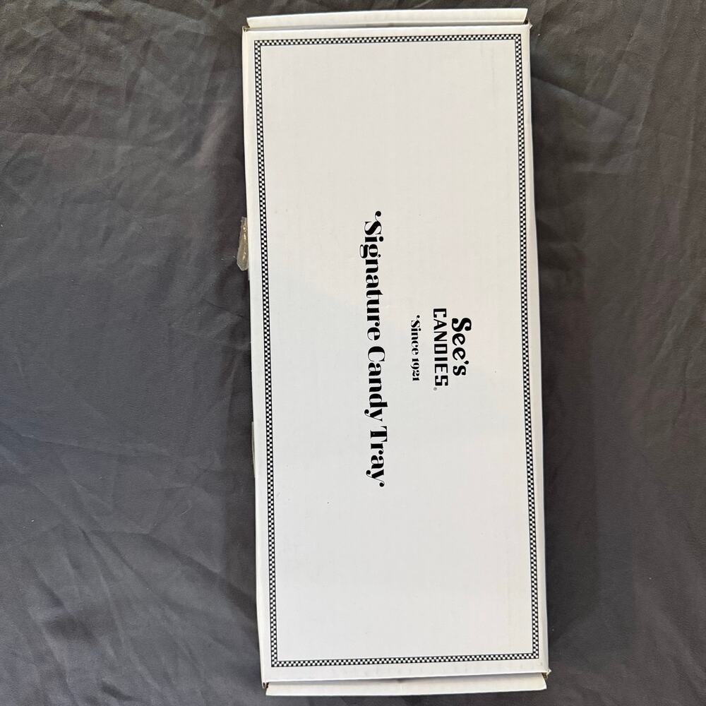 See's Candies Signature Candy Tray White Ceramic Serving Platter New in Box